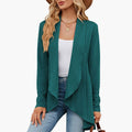 Women's Relaxed Fit Cardigan Long Open-Front Textured Knit Layering Jacket - Winter Green