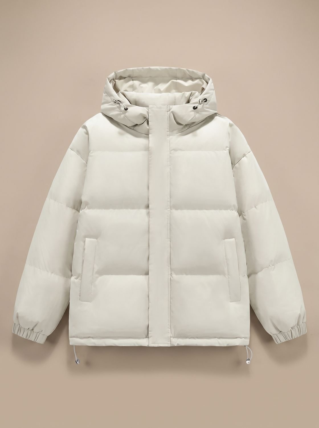 Women's Relaxed-Fit Drop-Shoulder Hooded Puffer Jacket - White