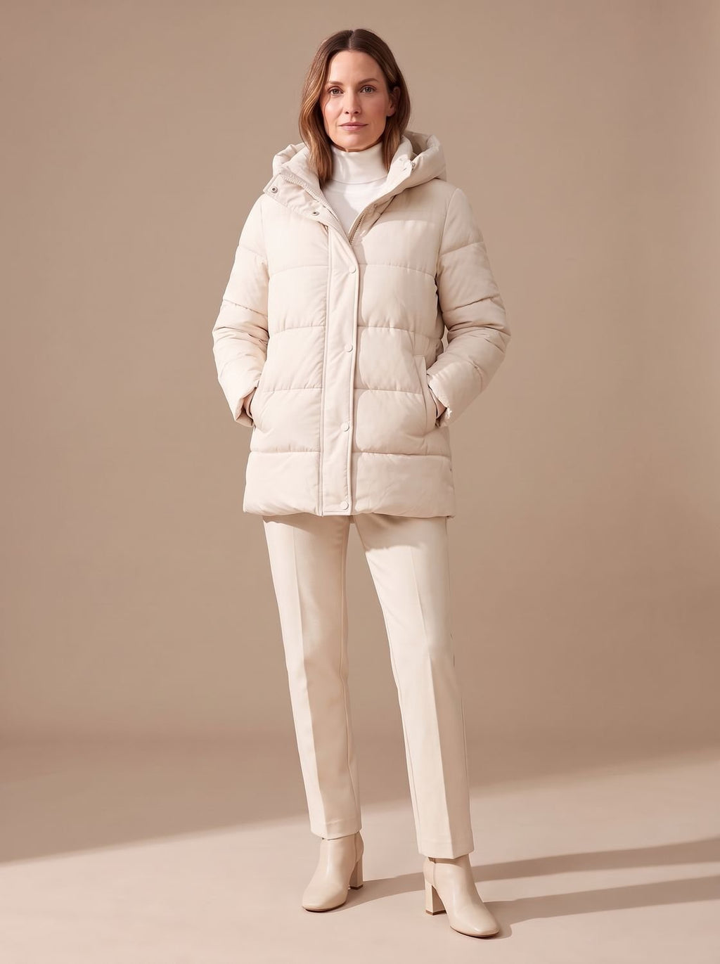Women's Relaxed-Fit Drop-Shoulder Hooded Puffer Jacket