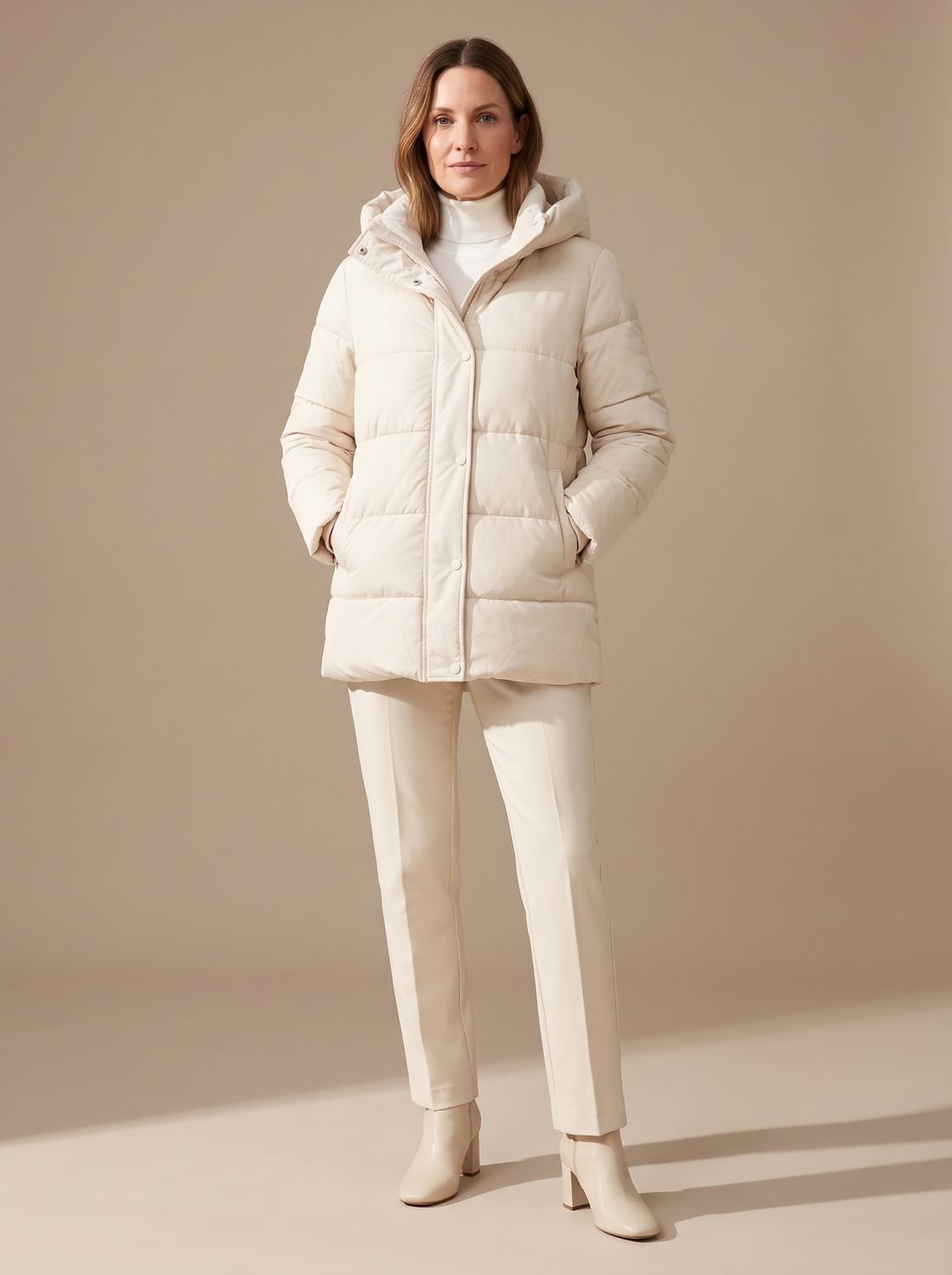 Women's Relaxed-Fit Drop-Shoulder Hooded Puffer Jacket