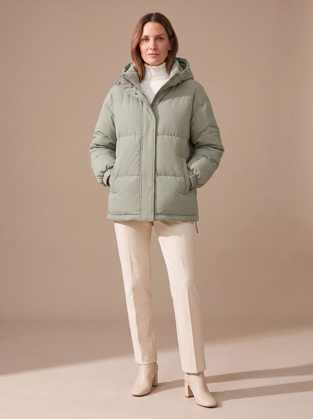 Women's Relaxed-Fit Drop-Shoulder Hooded Puffer Jacket