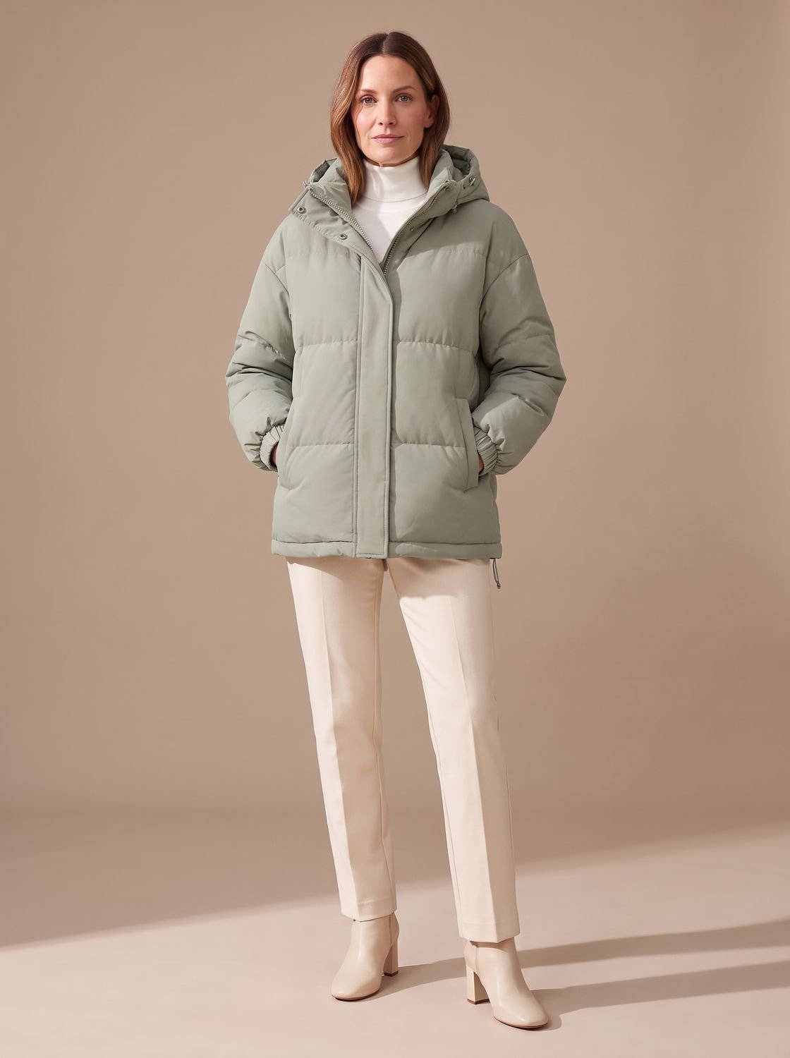 Women's Relaxed-Fit Drop-Shoulder Hooded Puffer Jacket