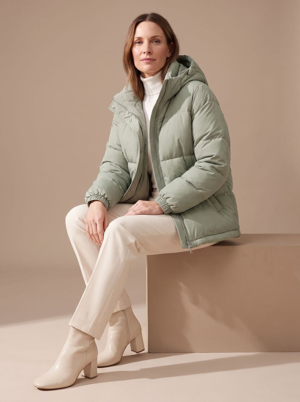 Women's Relaxed-Fit Drop-Shoulder Hooded Puffer Jacket