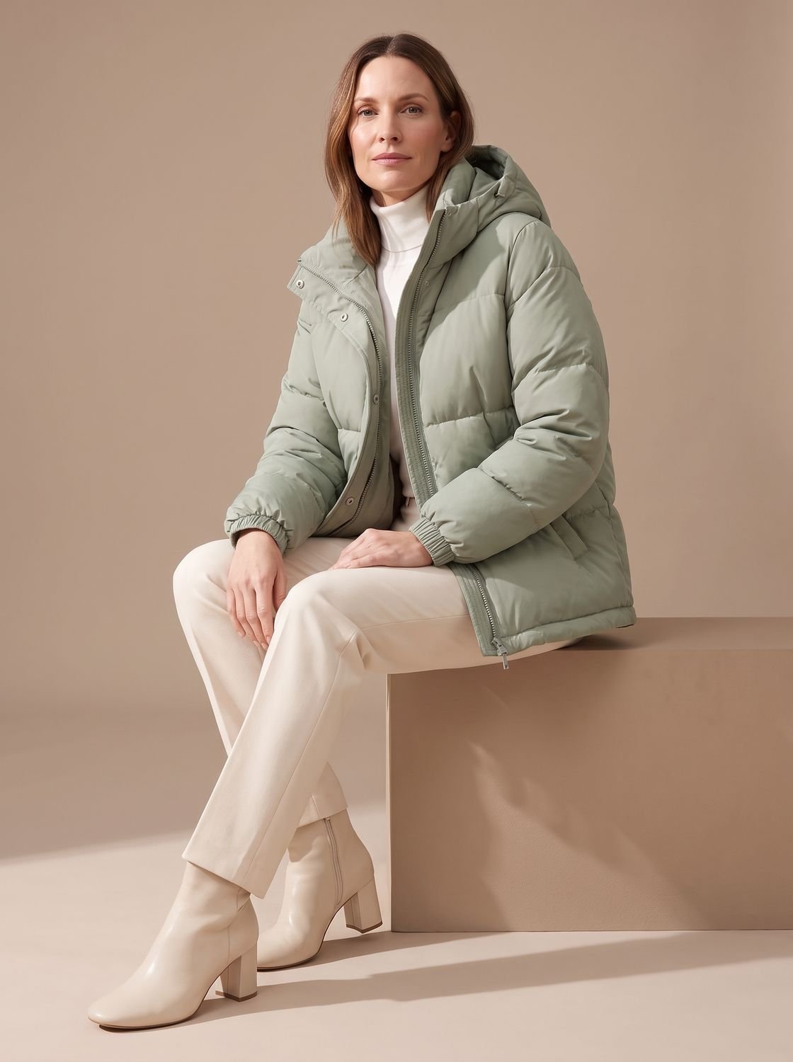 Women's Relaxed-Fit Drop-Shoulder Hooded Puffer Jacket