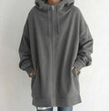 Women's Relaxed-Fit Full-Zip Long Hoodie Sweatshirt - Gray