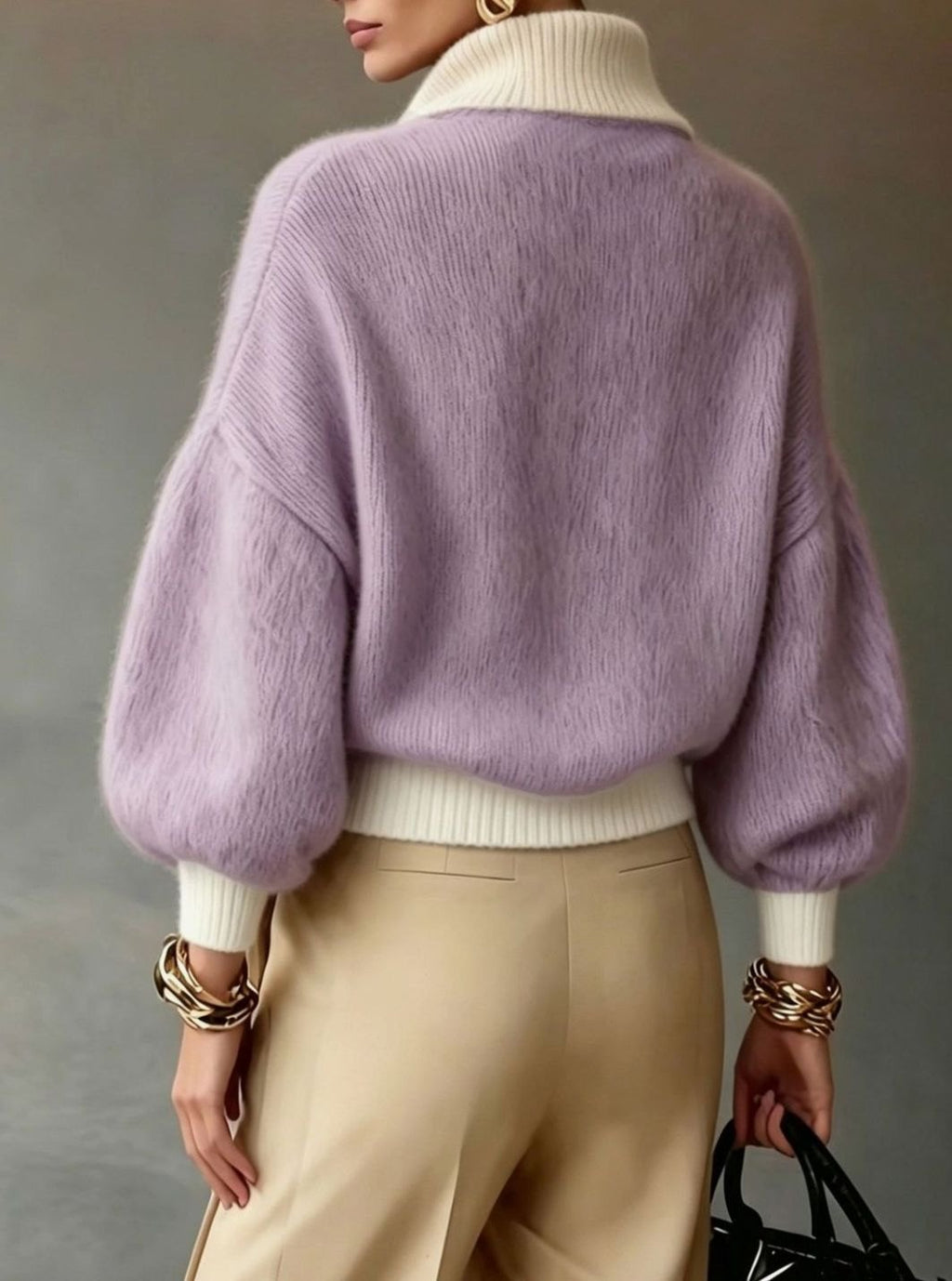 Women's Relaxed-Fit Half-Zip Knit Pullover Sweater