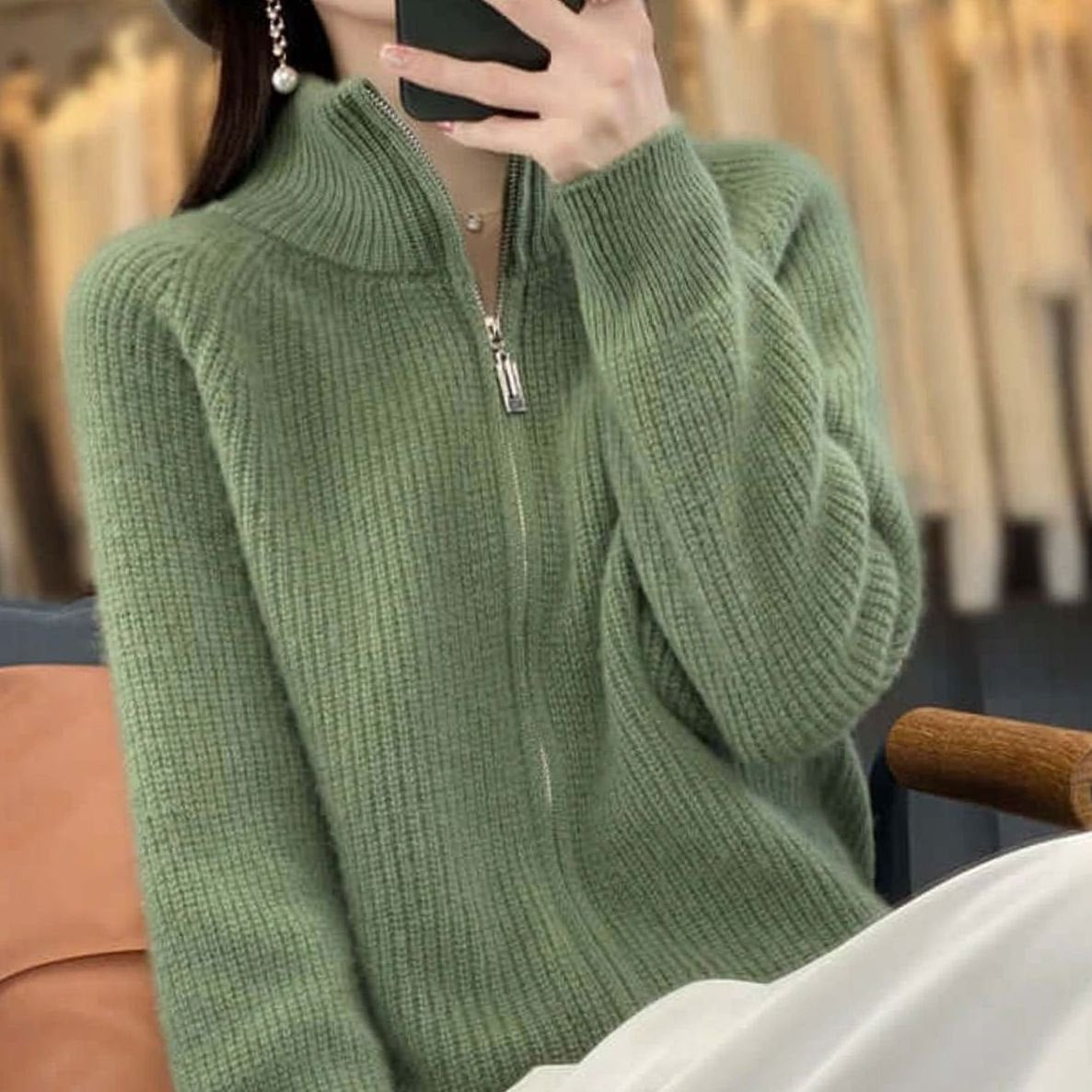 Women's Relaxed-Fit Half-Zip Knit Sweater