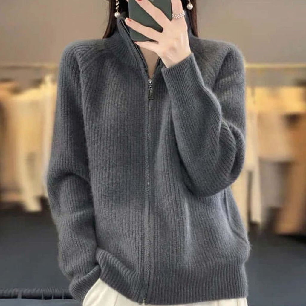 Women's Relaxed-Fit Half-Zip Knit Sweater - Gray