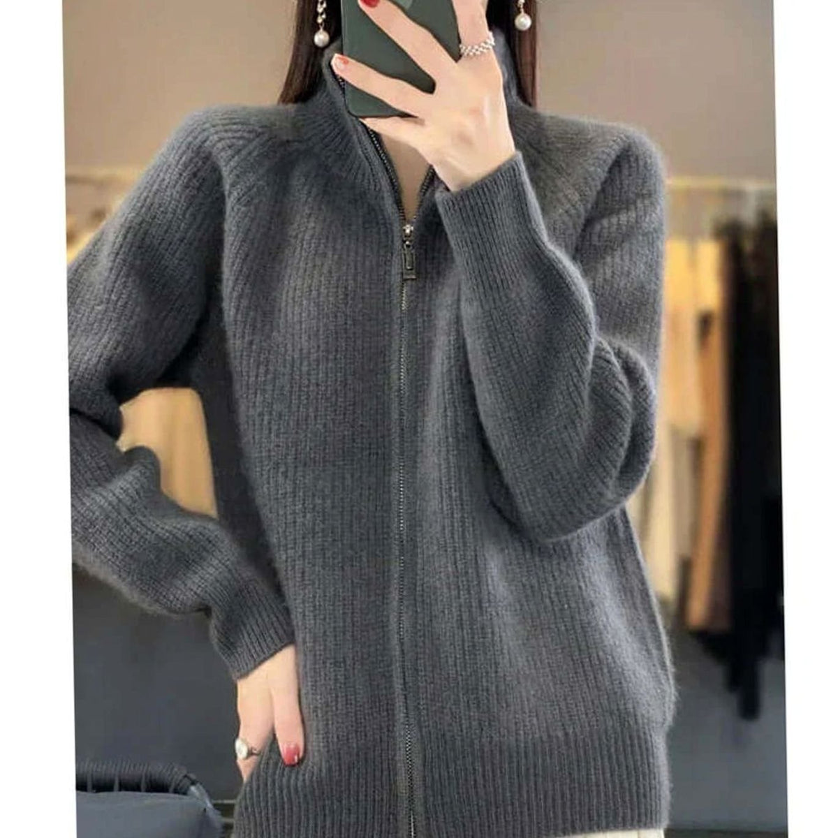 Women's Relaxed-Fit Half-Zip Knit Sweater
