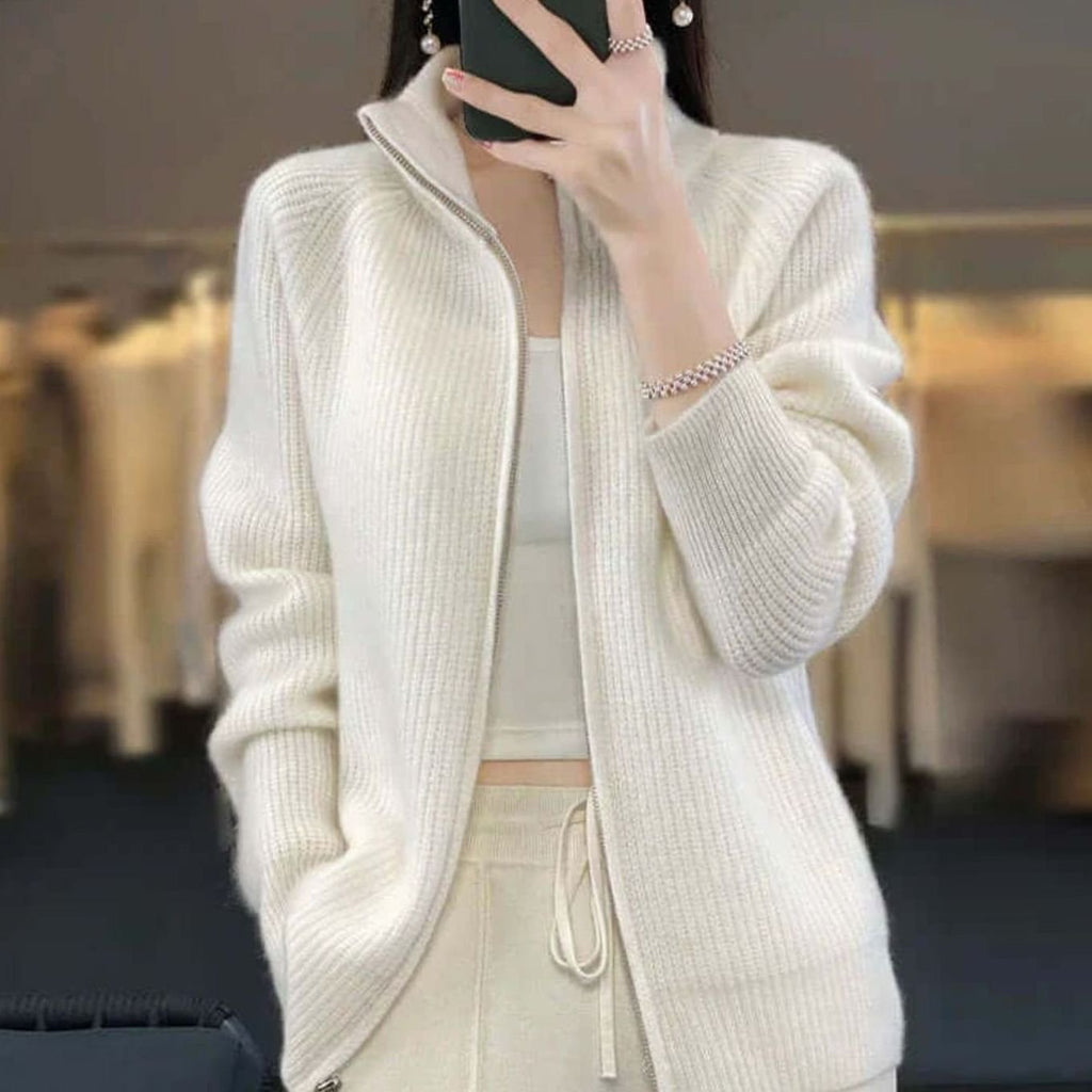 Women's Relaxed-Fit Half-Zip Knit Sweater - White