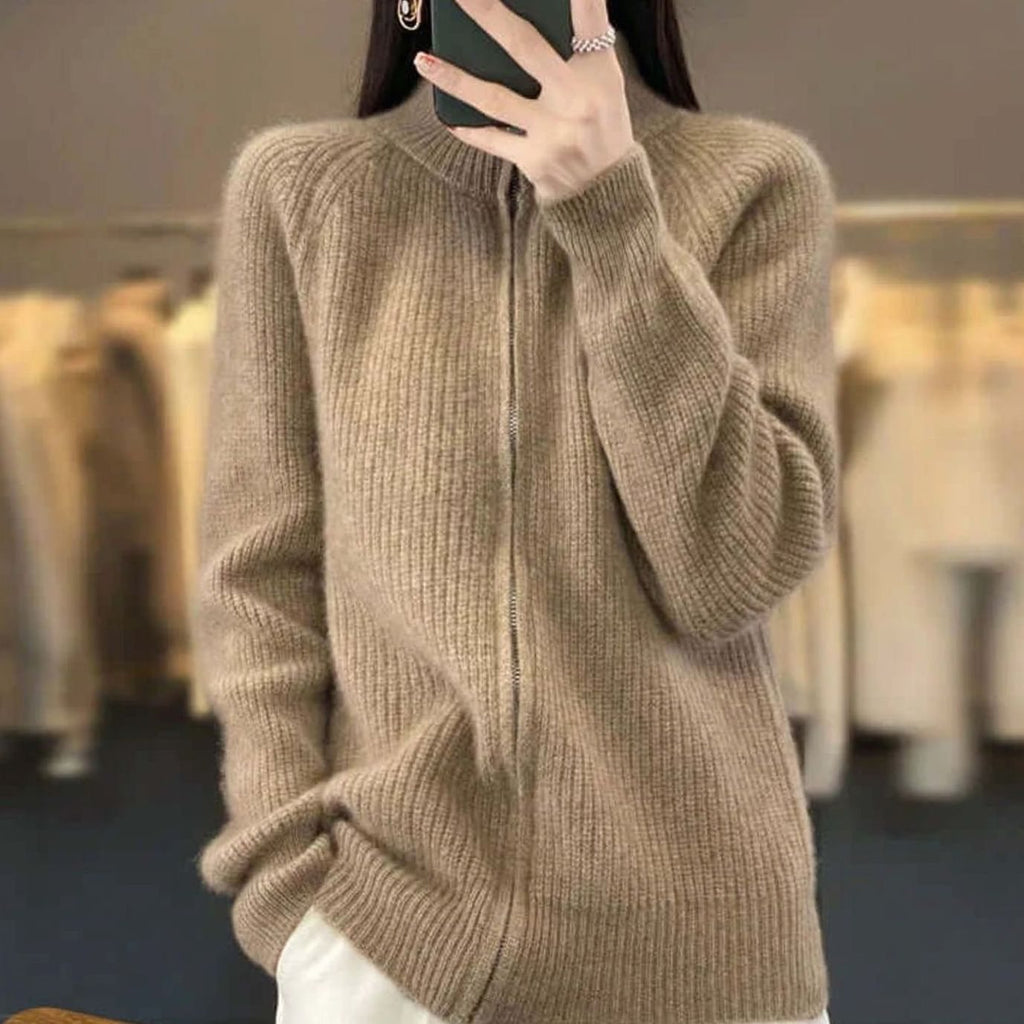 Women's Relaxed-Fit Half-Zip Knit Sweater - Brown