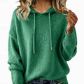 Women's Relaxed-Fit Hooded Knit Sweater Drawstring Pullover - Green