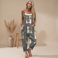 Women's Relaxed-Fit Llama Print Sleeveless Bib Overalls Jumpsuit