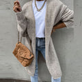 Women's Relaxed-Fit Long Open Front Cardigan Knit Sweater - Beige