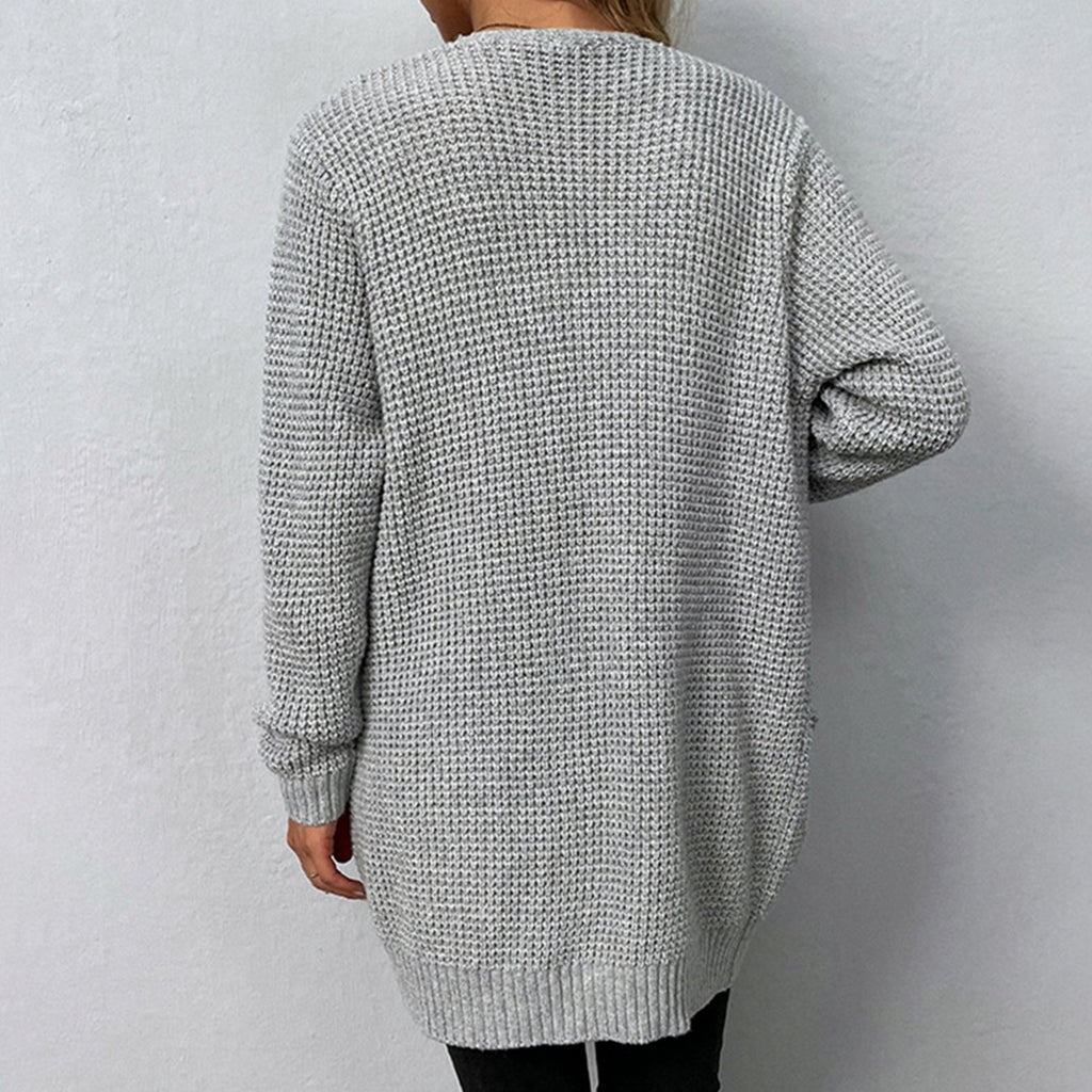 Women's Relaxed-Fit Open-Front Long Knit Winter Cardigan Pockets