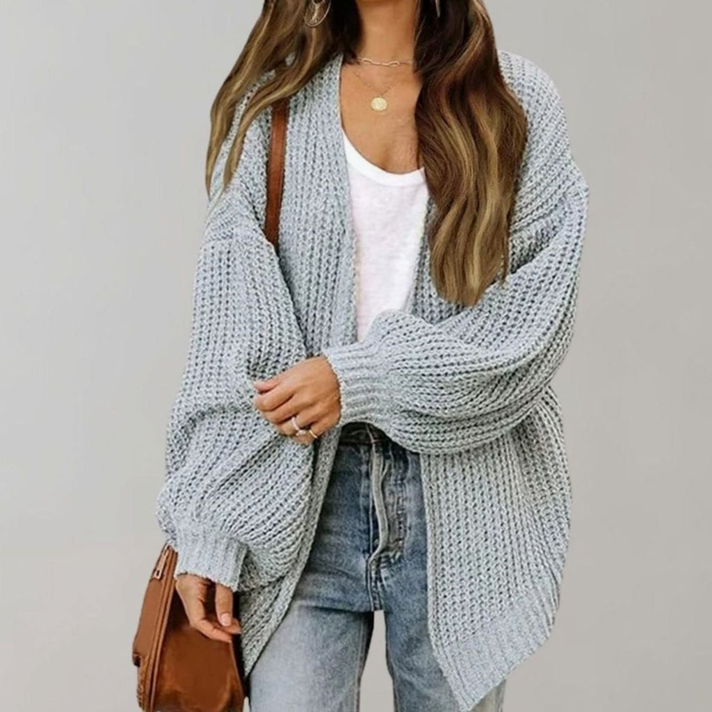 Women's Relaxed Fit Oversized Knit Open Front Cardigan Sweater - Gray