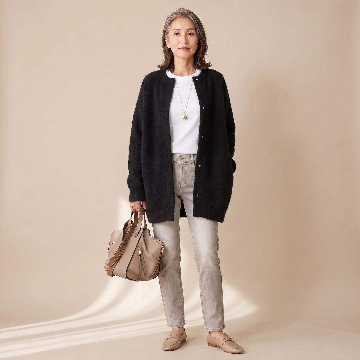 Women's Relaxed-Fit Snap-Button Knit Cardigan - Black