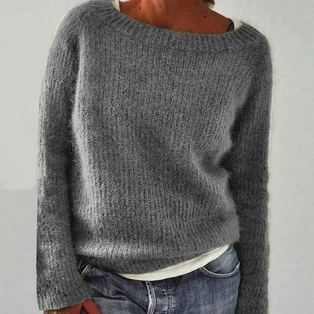 Women's Relaxed-Fit Soft Knit Pullover Sweater - Gray