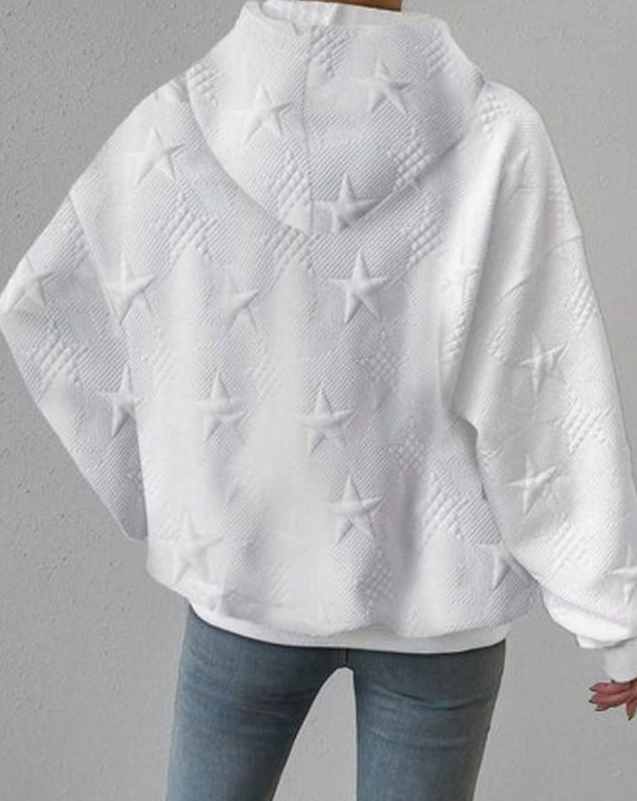 Women's Relaxed-Fit Star-Embossed Hoodie Pullover Sweatshirt