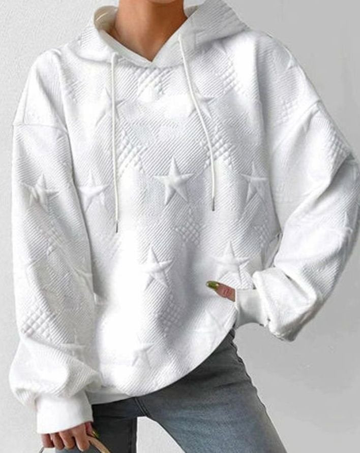 Women's Relaxed-Fit Star-Embossed Hoodie Pullover Sweatshirt