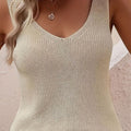 Women's Relaxed-Fit V-Neck Knit Sleeveless Tank Top - Beige