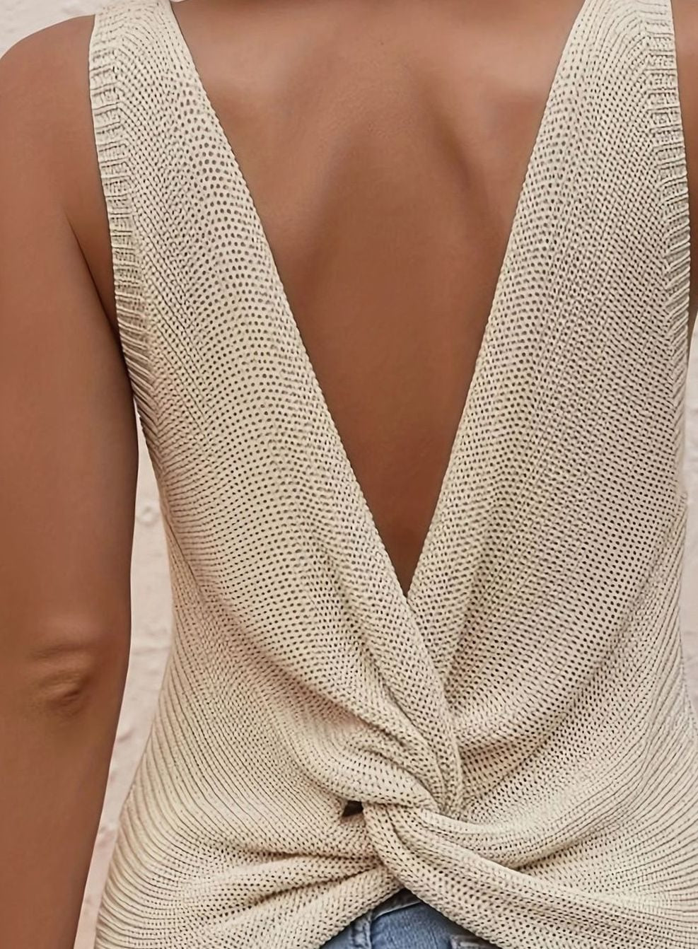 Women's Relaxed-Fit V-Neck Knit Sleeveless Tank Top
