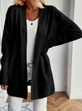 Women's Relaxed Open-Front Knit Cardigan - Black
