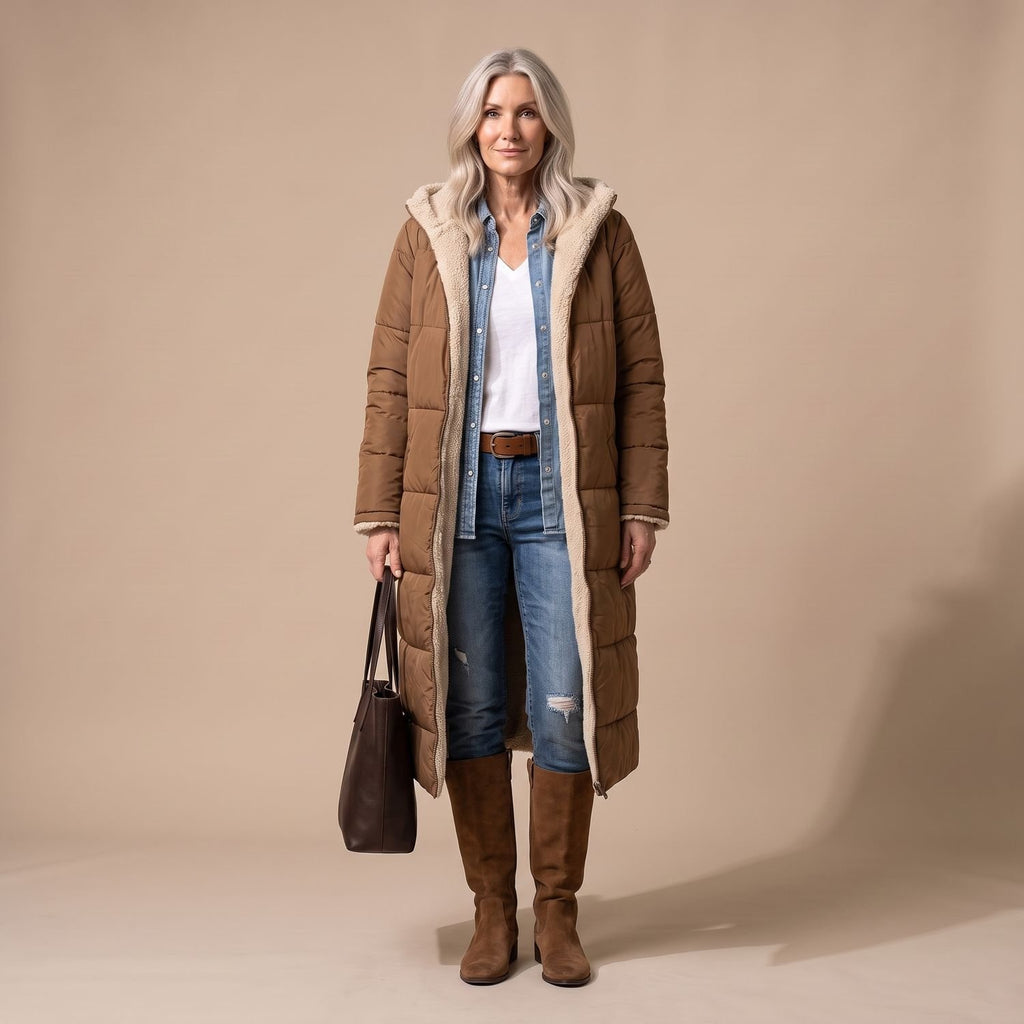 Women's Reversible Long Wool Coat Streamlined Elegant Silhouette