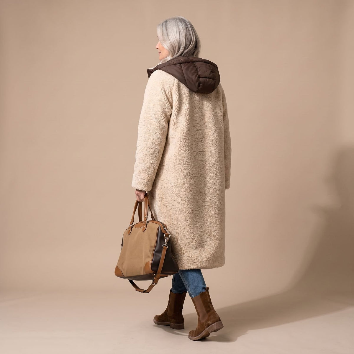 Women's Reversible Long Wool Coat Streamlined Elegant Silhouette