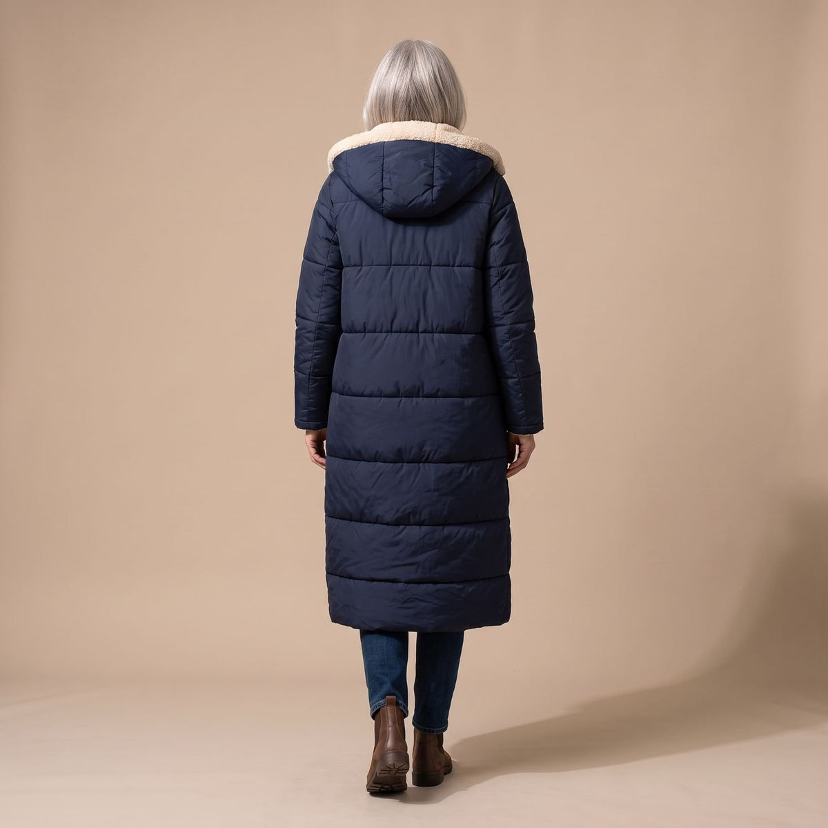 Women's Reversible Long Wool Coat Streamlined Elegant Silhouette