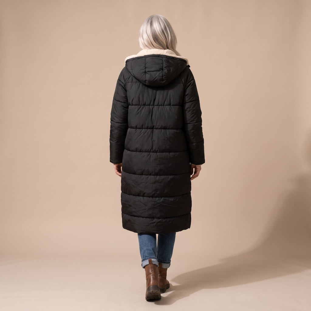 Women's Reversible Long Wool Coat Streamlined Elegant Silhouette