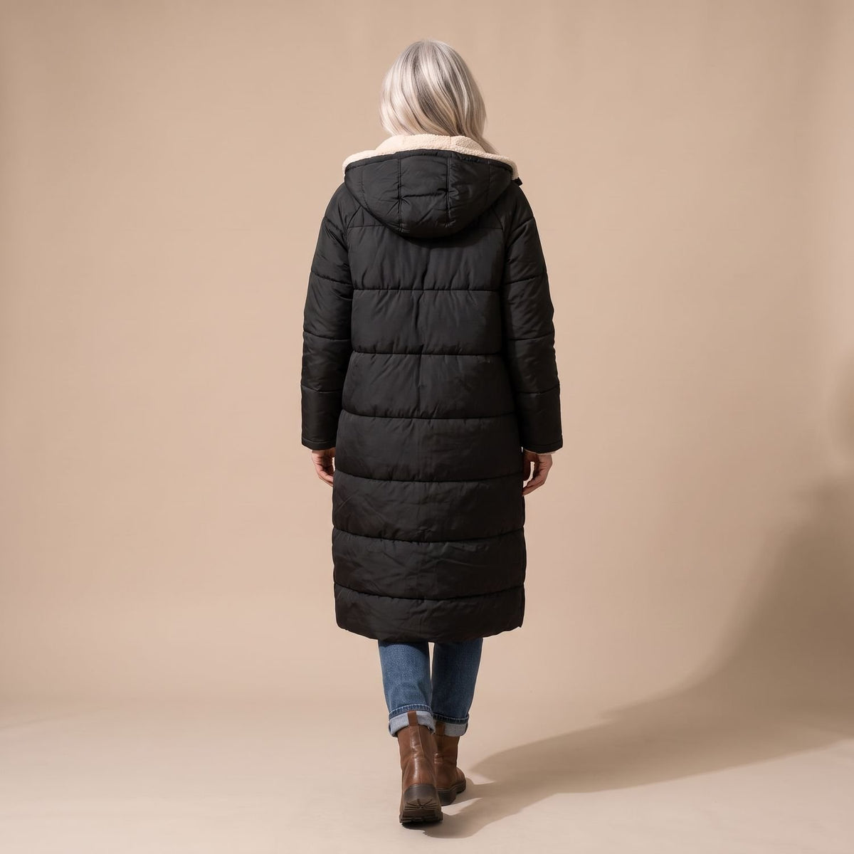 Women's Reversible Long Wool Coat Streamlined Elegant Silhouette