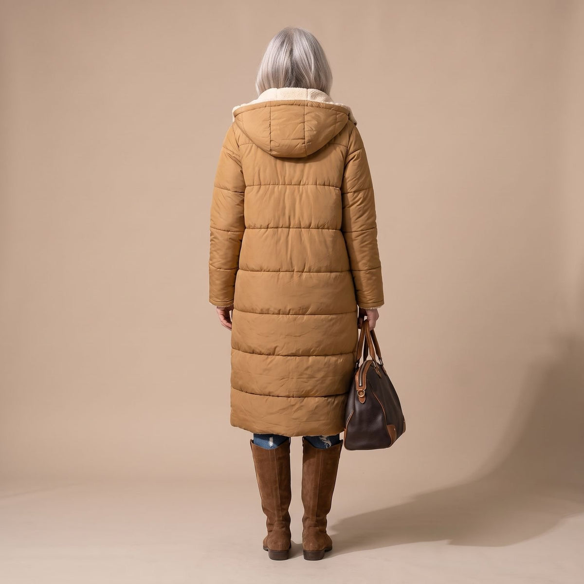 Women's Reversible Long Wool Coat Streamlined Elegant Silhouette
