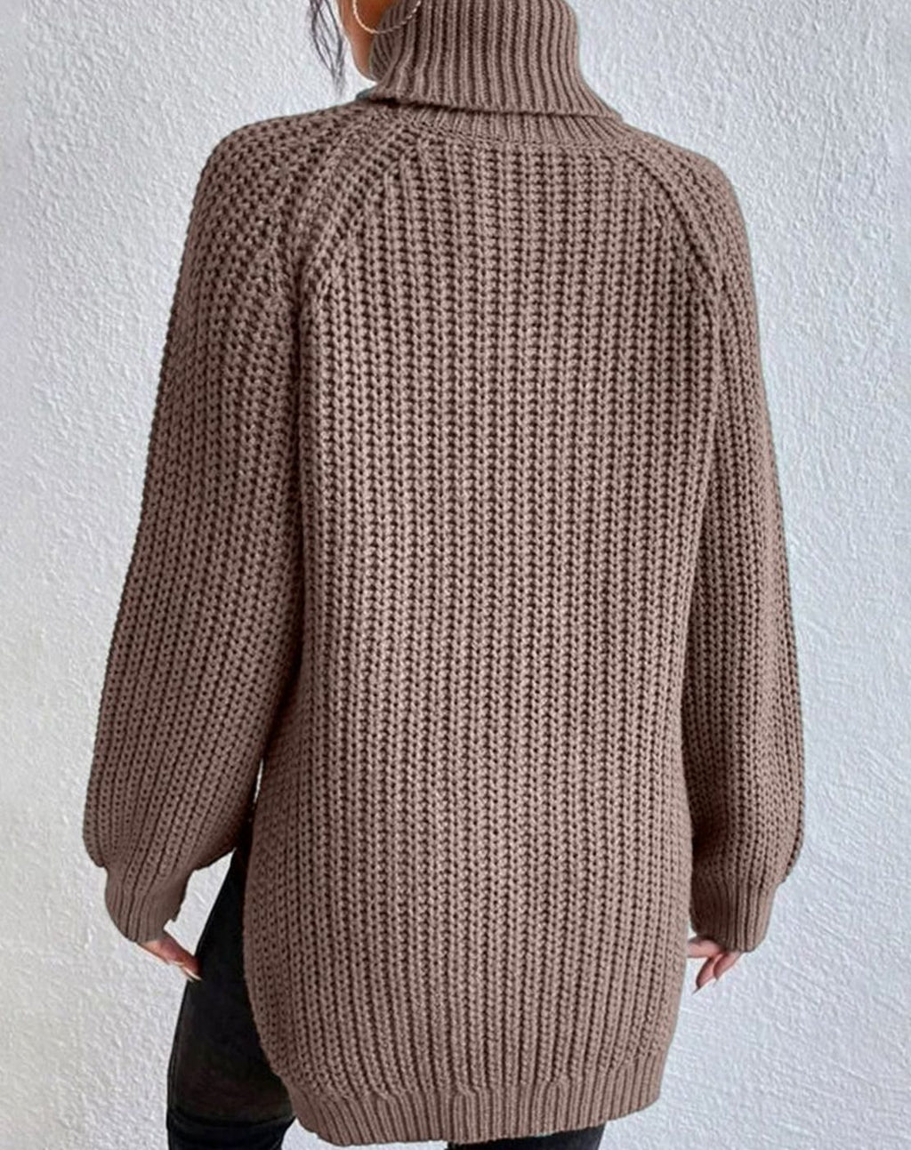 Women's Ribbed Turtleneck Sweater Long-Sleeve Knit Pullover