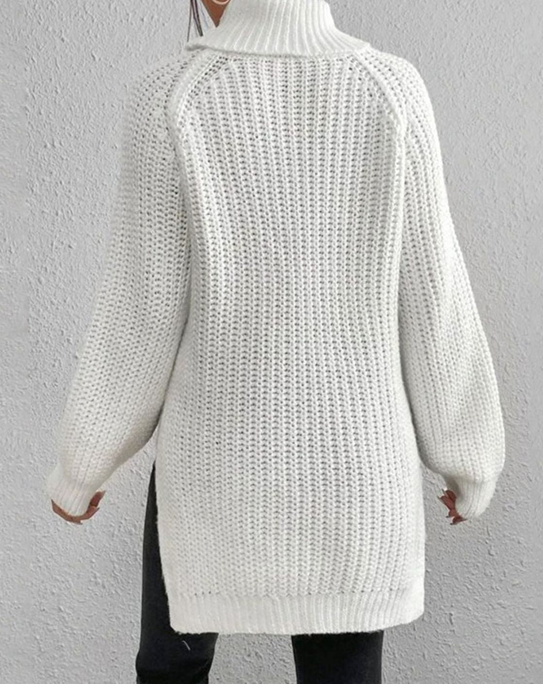 Women's Ribbed Turtleneck Sweater Long-Sleeve Knit Pullover