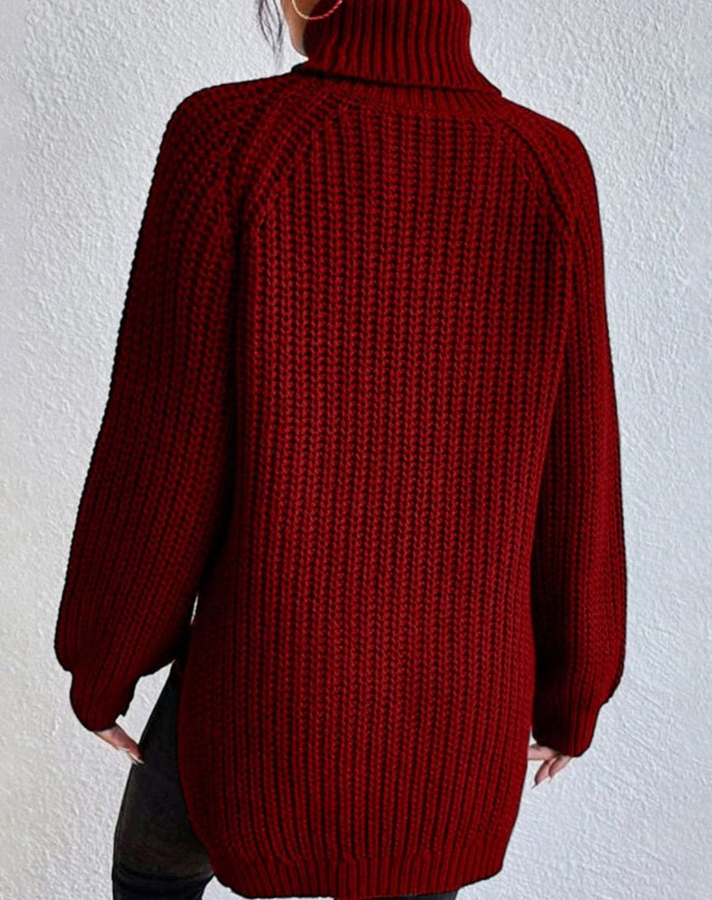 Women's Ribbed Turtleneck Sweater Long-Sleeve Knit Pullover