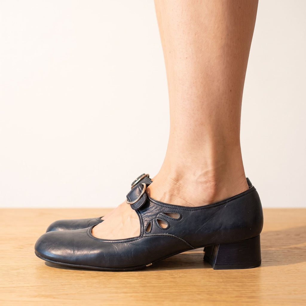 Women's Round-Toe Buckle-Strap Low-Heel Mary Jane Flats