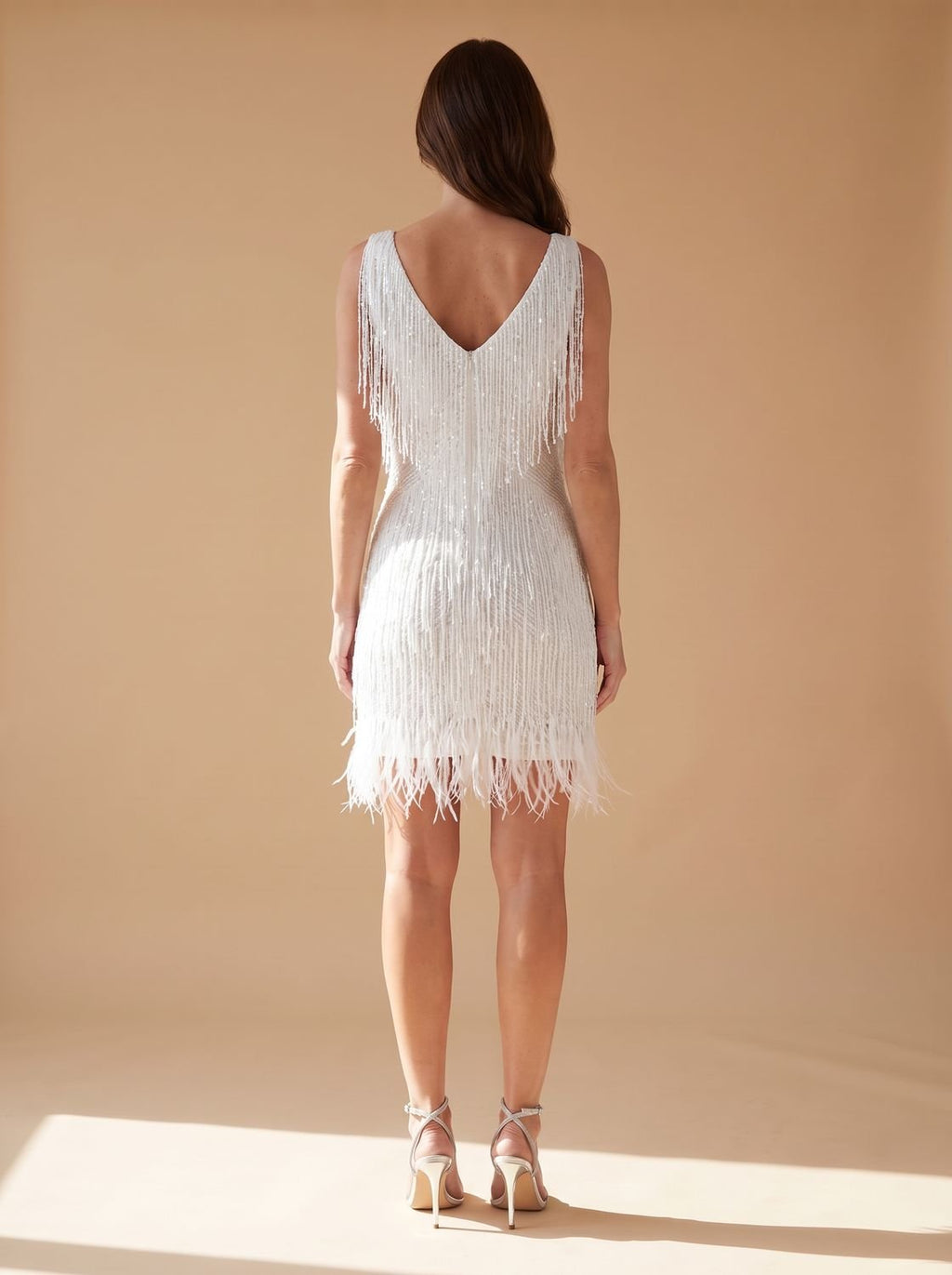 Women's Sequin Fringe V-Neck Sleeveless Christmas Party Mini Dress