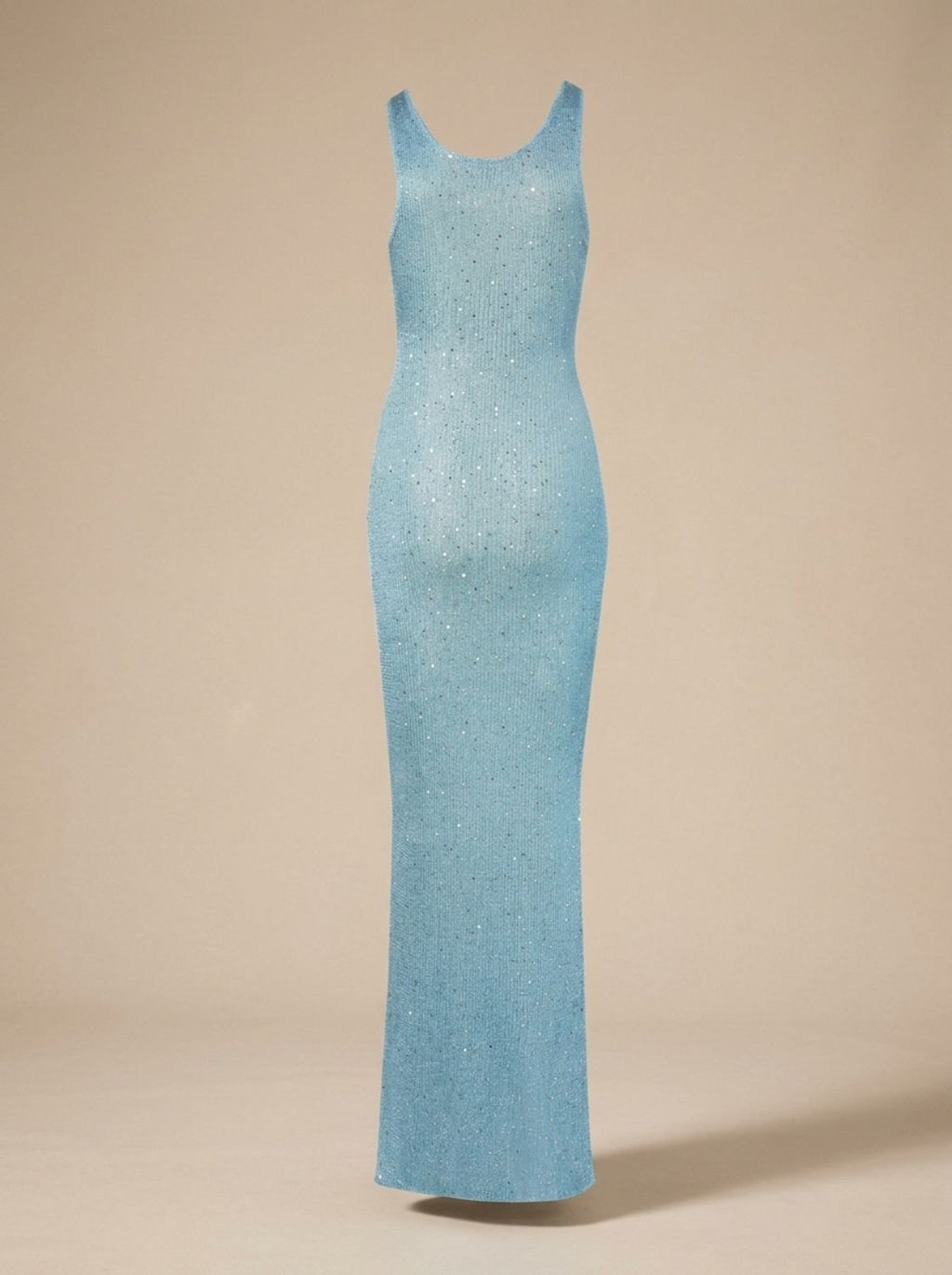 Women's Sequin Maxi Dress Sleeveless Scoop-Neck Body-Con