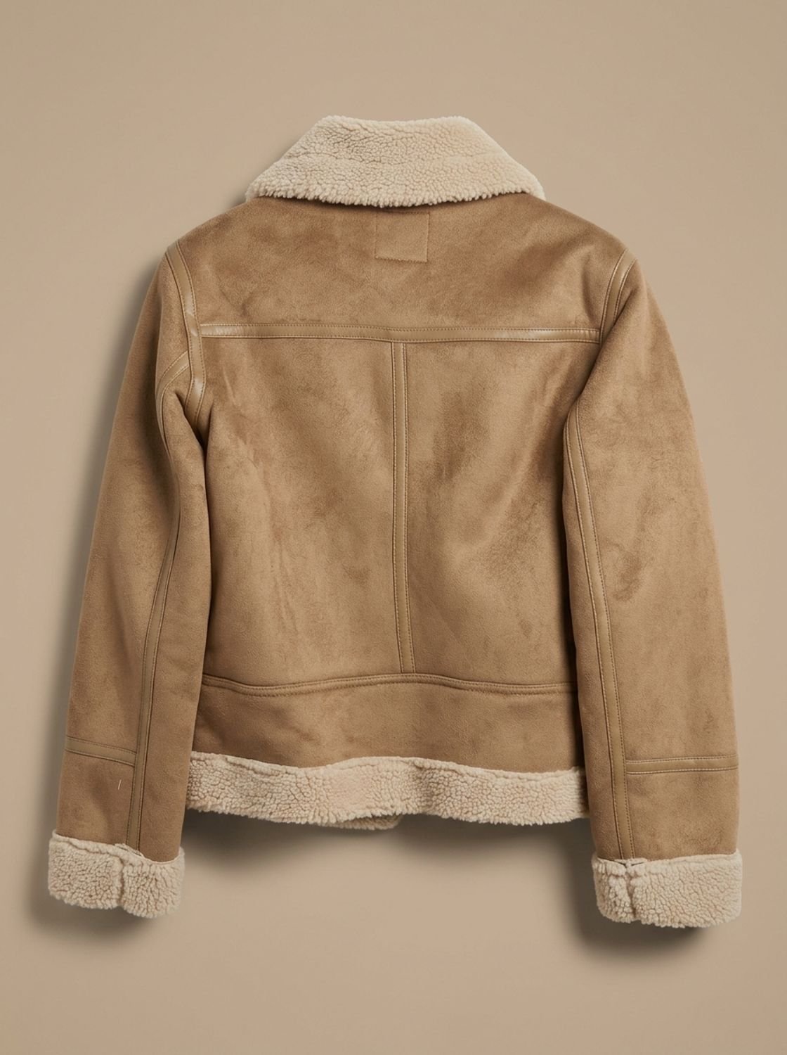 Women's Shearling-Lined Cropped Belted Moto Jacket
