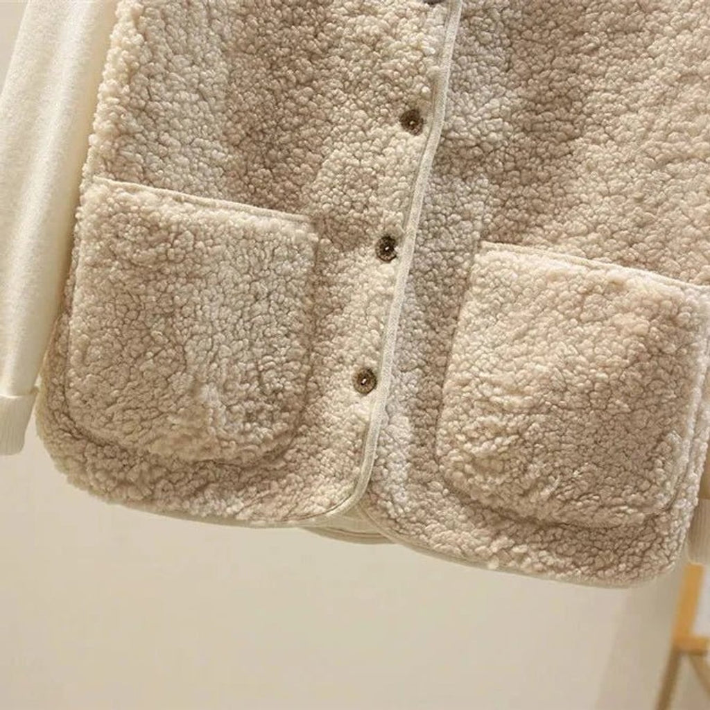 Women's Sherpa Fleece Sleeveless Puffer Vest Button-Front