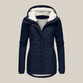 Women's Sherpa-Lined Hooded Quilted Jacket Zip-Up Winter Coat - Blue