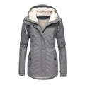 Women's Sherpa-Lined Hooded Waterproof Parka Coat - Gray