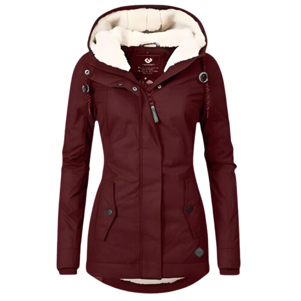 Women's Sherpa-Lined Hooded Waterproof Parka Coat - Wine Red