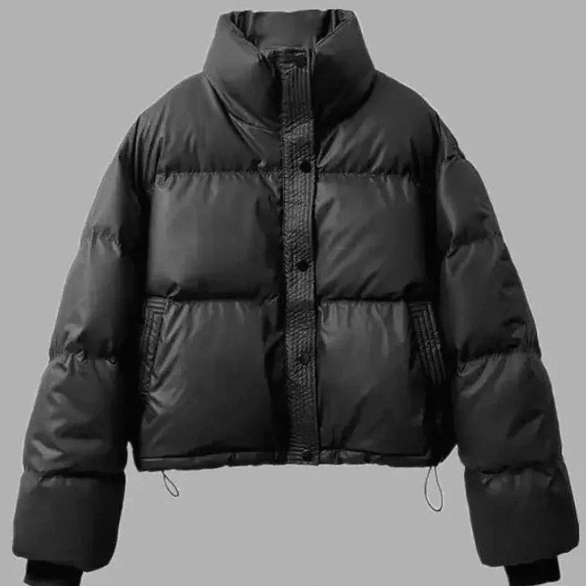 Women's Short Quilted Jacket PU Puffer Winter Coat