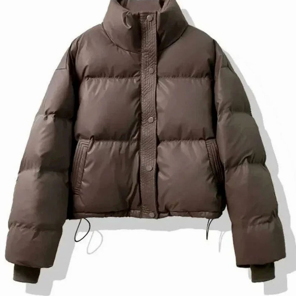 Women's Short Quilted Jacket PU Puffer Winter Coat