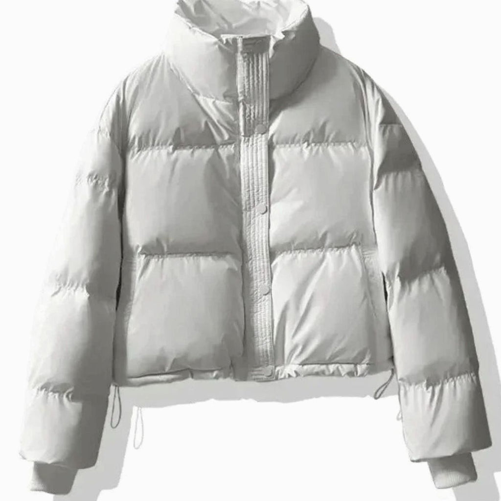 Women's Short Quilted Jacket PU Puffer Winter Coat