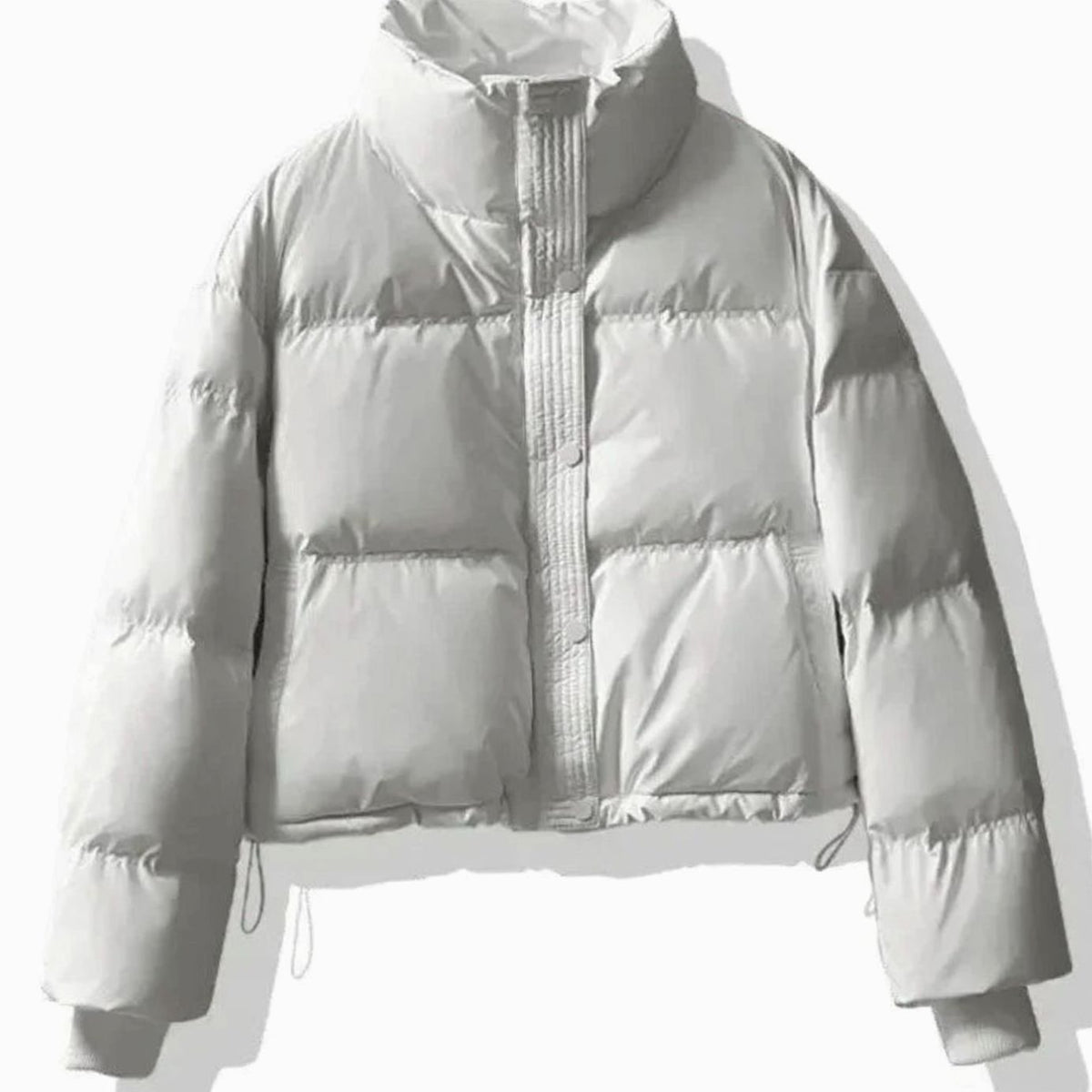 Women's Short Quilted Jacket PU Puffer Winter Coat