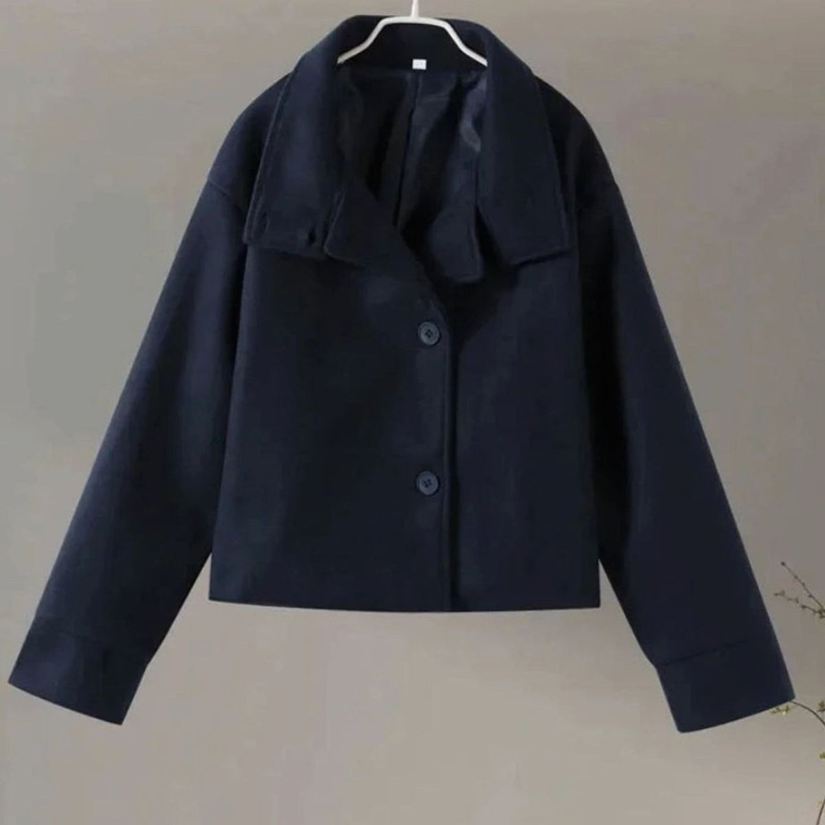 Women's Short Wool-Feel High-Collar Button-Front Winter Coat