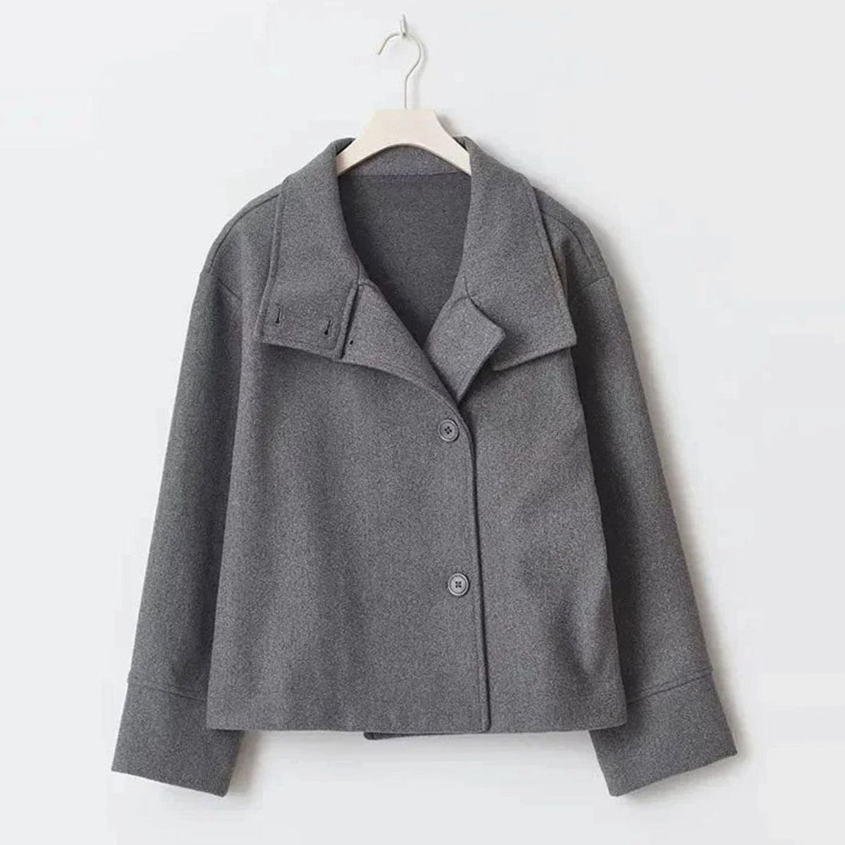 Women's Short Wool-Feel High-Collar Button-Front Winter Coat